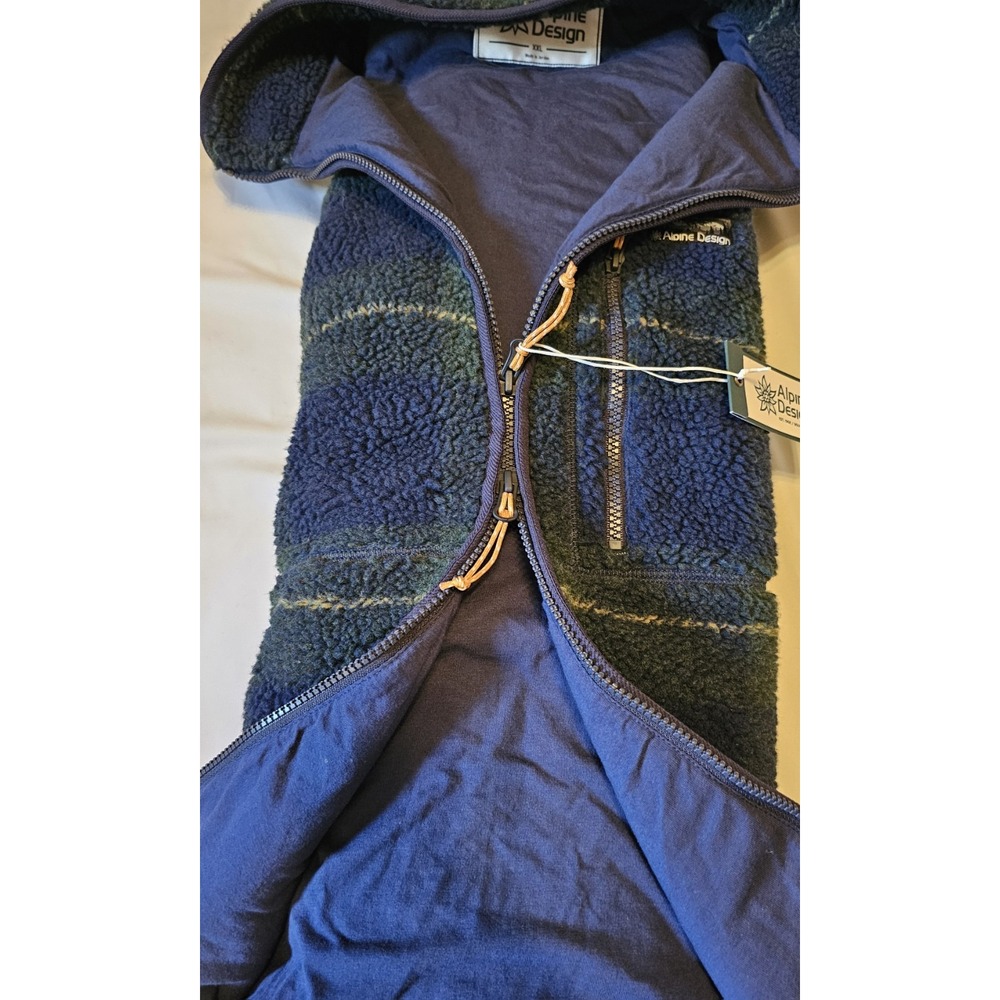NEW Men's Alpine Design Sherpa Full Double Zip 2XL Green Navy Yellow Plaid - Picture 6 of 9